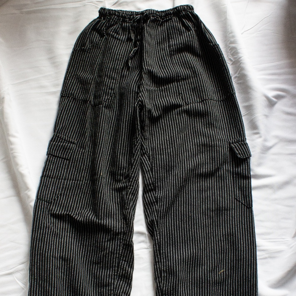 Boho Striped Linen Cargo Pants